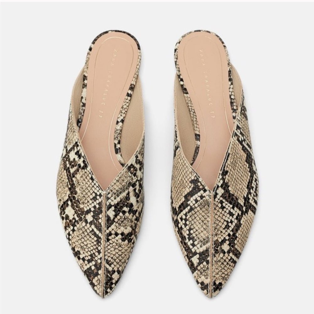 Zara faux snakeskin flat mules trend 39, 9